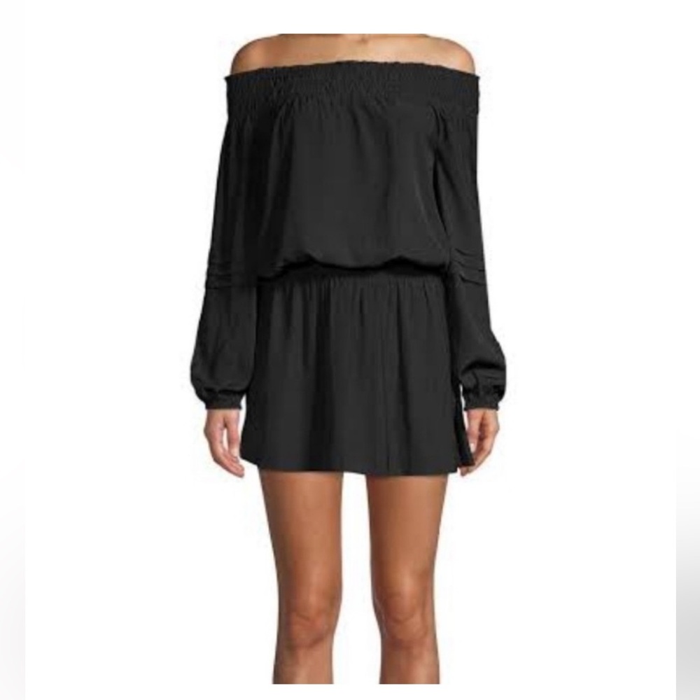 EUC Michael Kors chiffon off shoulder blouson cocktail dress black smal